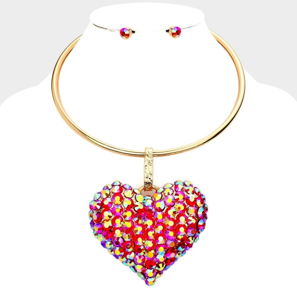 Pearl Cluster Heart Pendant Necklace